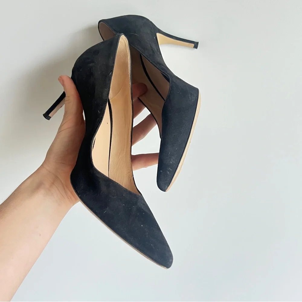 M. Gemi The Esatto 70mm Black Suede Leather Stiletto Heels Size EU 37